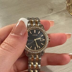 Citizen Silver and Gold Watch with Black Face